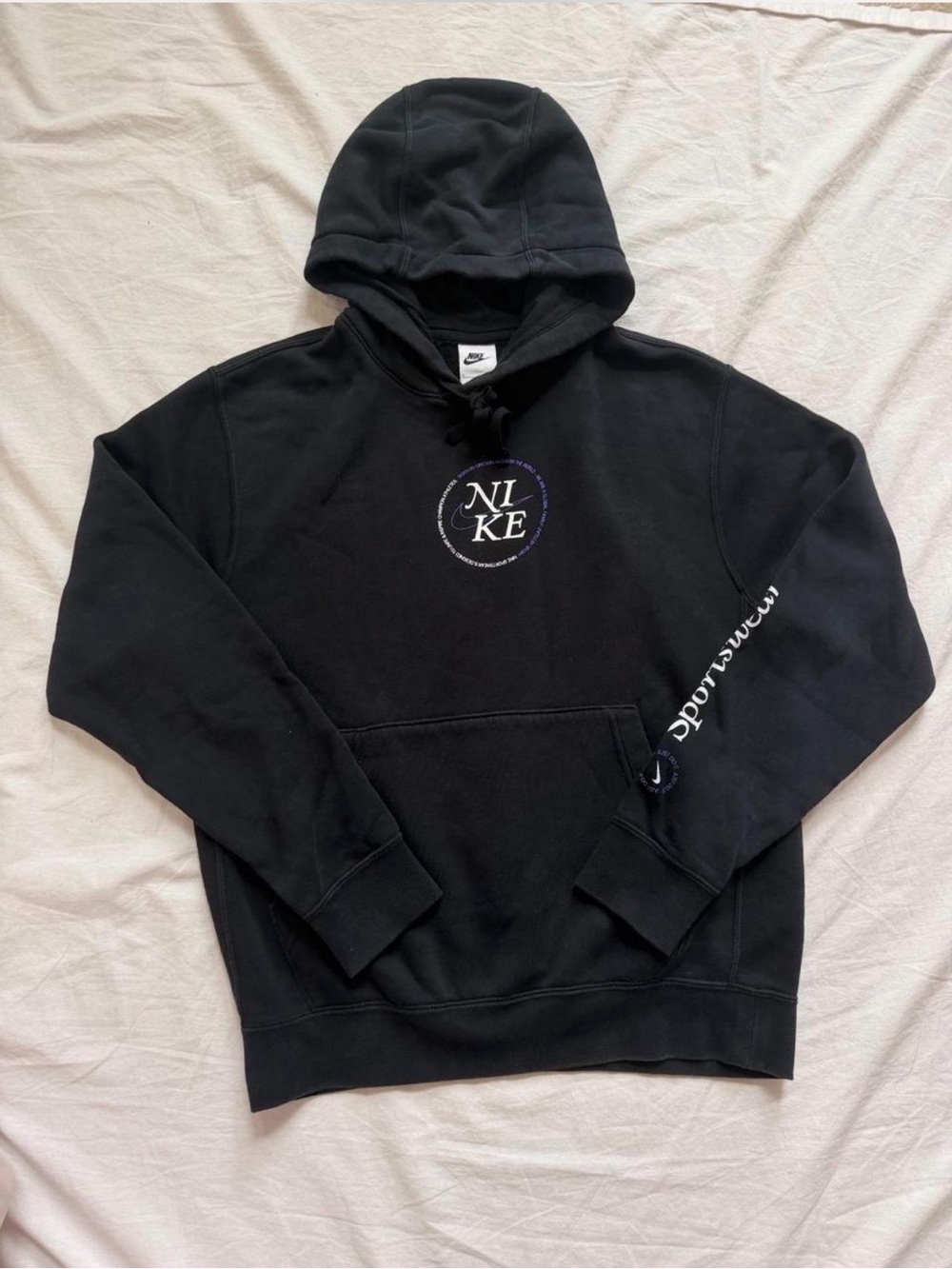 Nike Black Pullover Hoodie with Circular Chest Logo